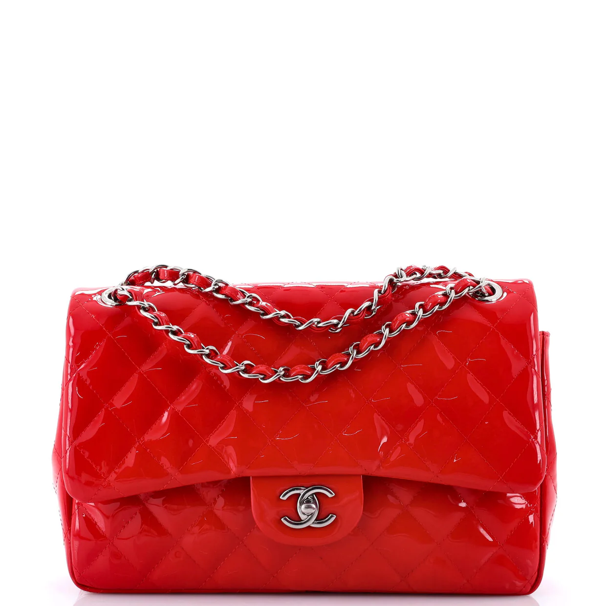 Classic Double Flap Bag Quilted Patent Jumbo - Deep Luxury