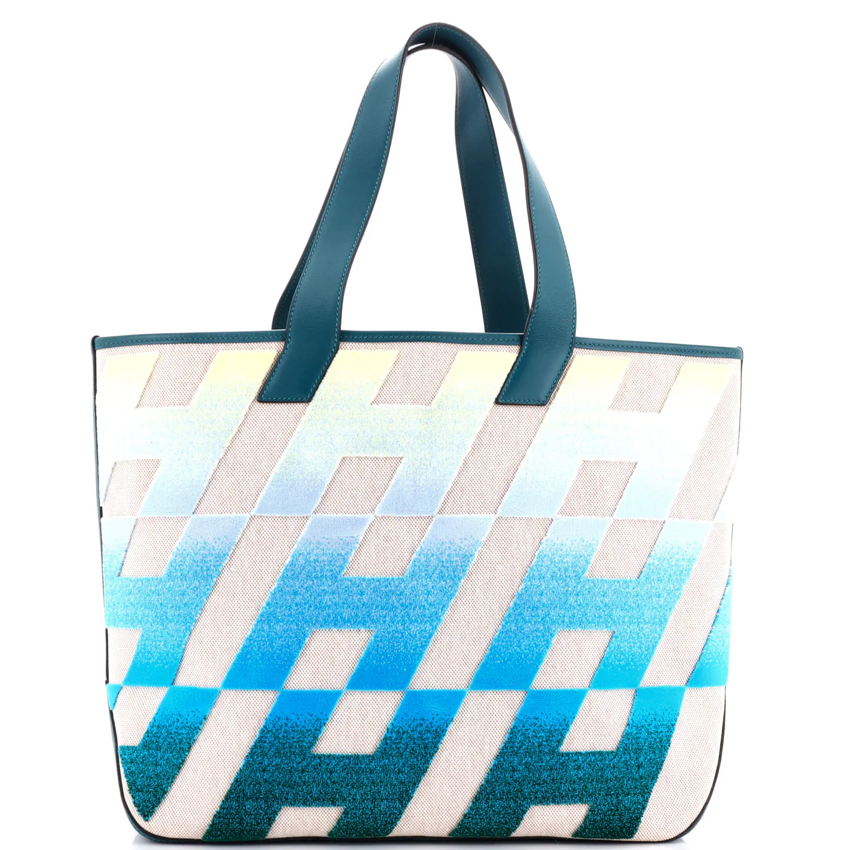 Cabas H en Biais Tote Tufted Motif Canvas with Leather 40 - Deep Luxury