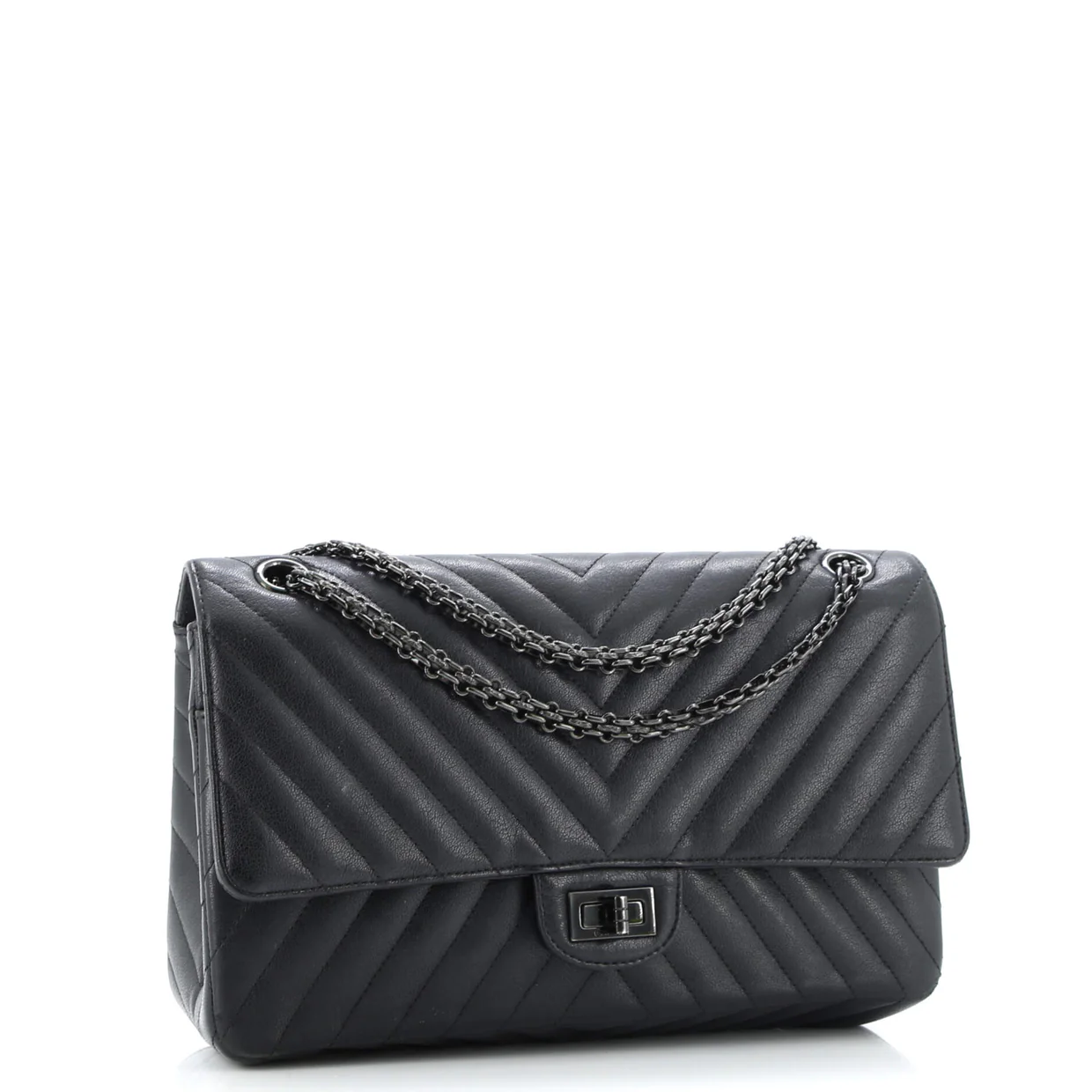 So Black Reissue 2.55 Flap Bag Chevron Sheepskin 226 - Deep Luxury