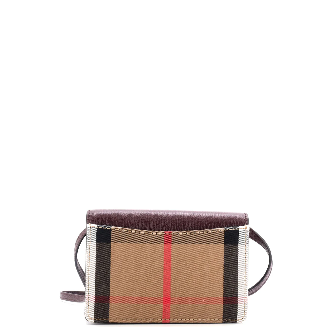 Hampshire Wallet on Strap Leather and House Check Canvas - Deep Luxury