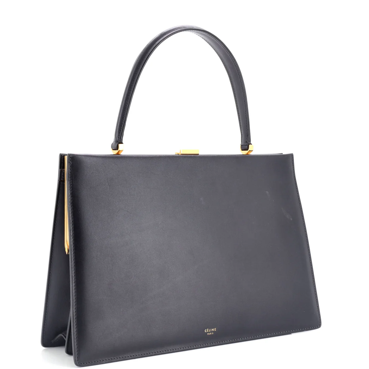 Clasp Top Handle Bag Leather Medium - Deep Luxury