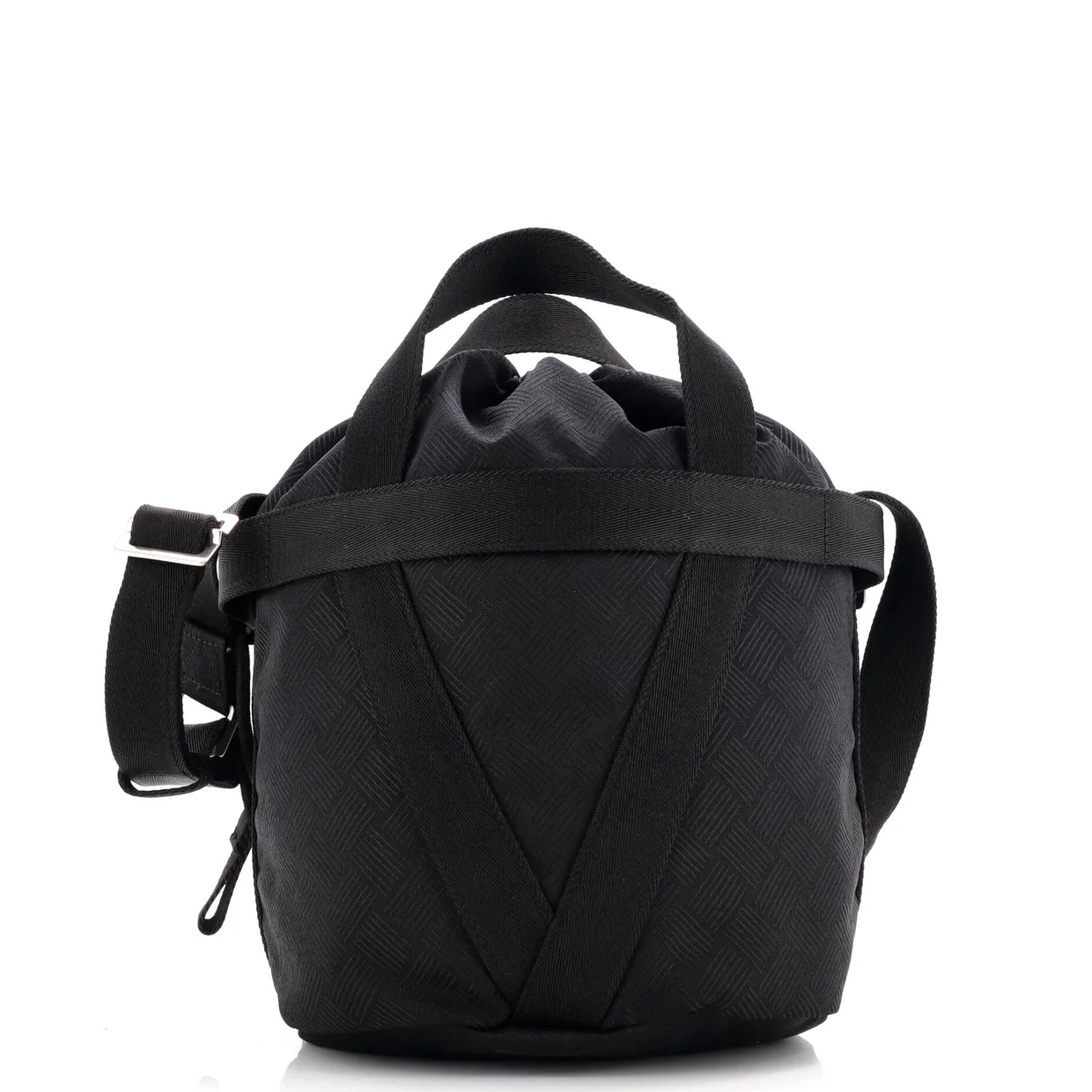 Convertible Drawstring Bucket Bag Intrecciato Effect Jacquard Small - Deep Luxury