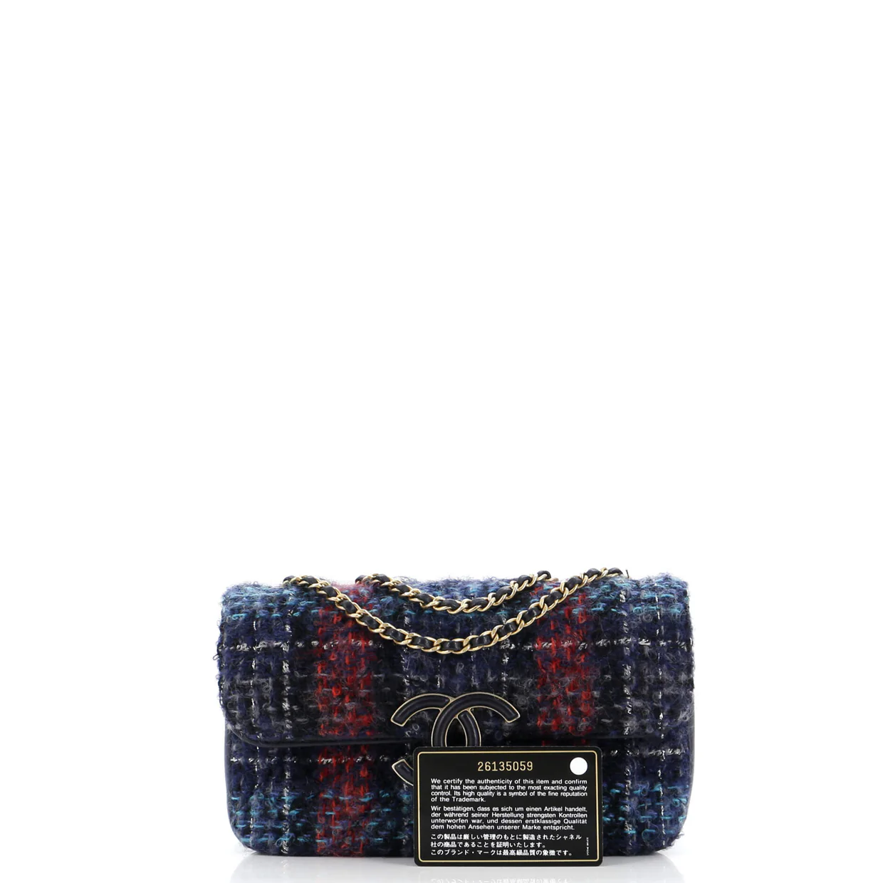 CC Chic Double Flap Bag Quilted Tweed Small - Deep Luxury