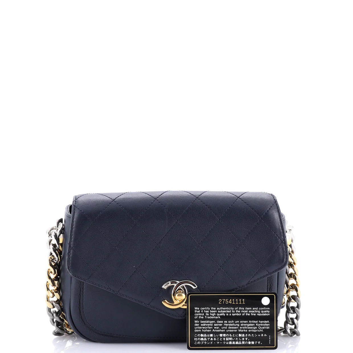 Two Tone Envelope Flap Bag Quilted Calfskin Medium - Deep Luxury