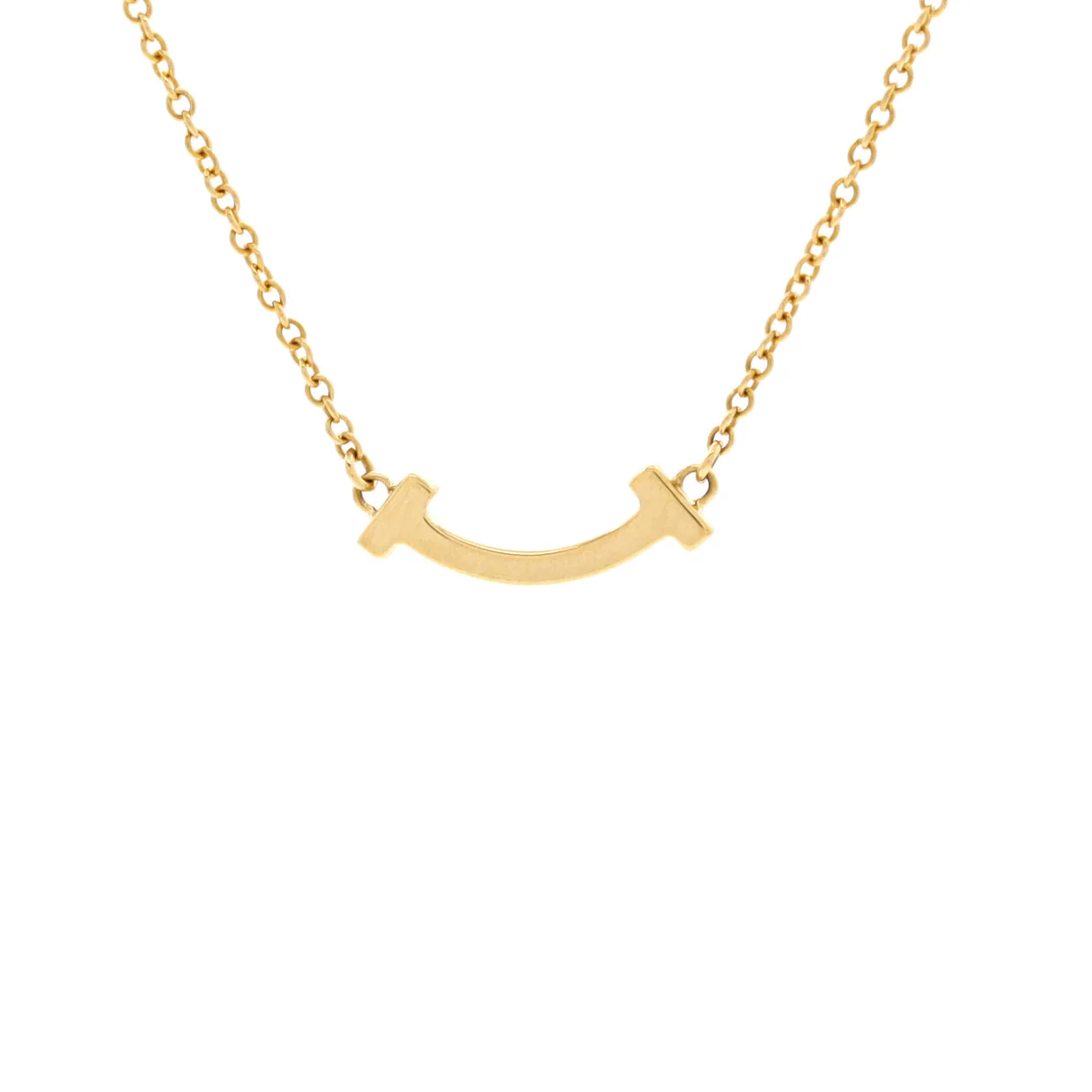 T Smile Pendant Necklace 18K Yellow Gold Mini - Deep Luxury