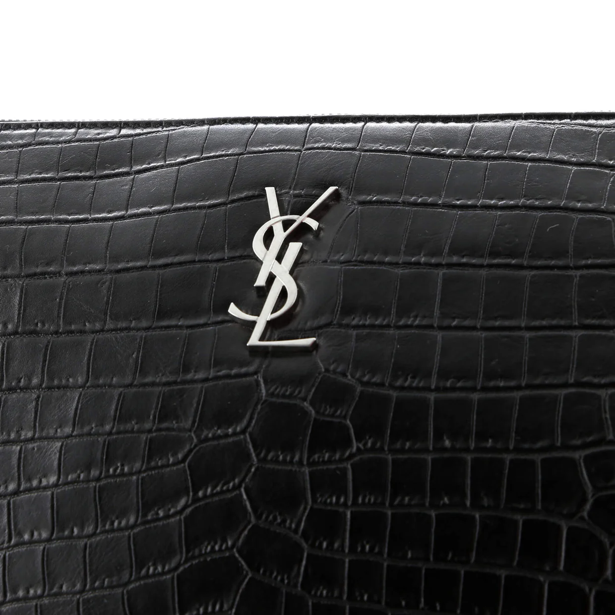 Classic Monogram Tablet Wristlet Pouch Crocodile Embossed Leather - Deep Luxury