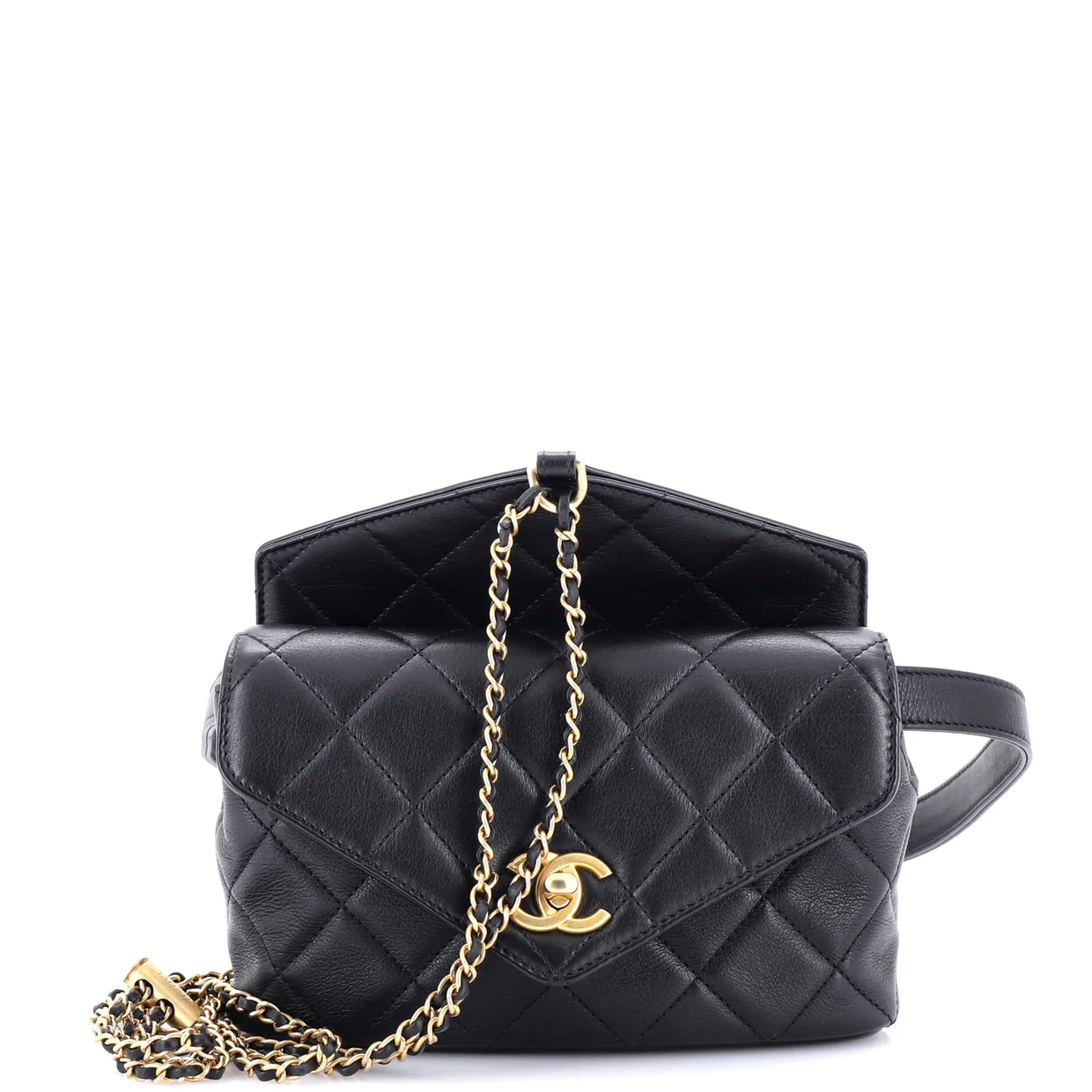 Carry With Chic Chain Flap Waist Bag Quilted Calfskin - Deep Luxury