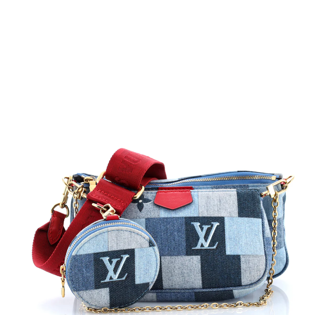 Multi Pochette Accessoires Damier and Monogram Patchwork Denim - Deep Luxury