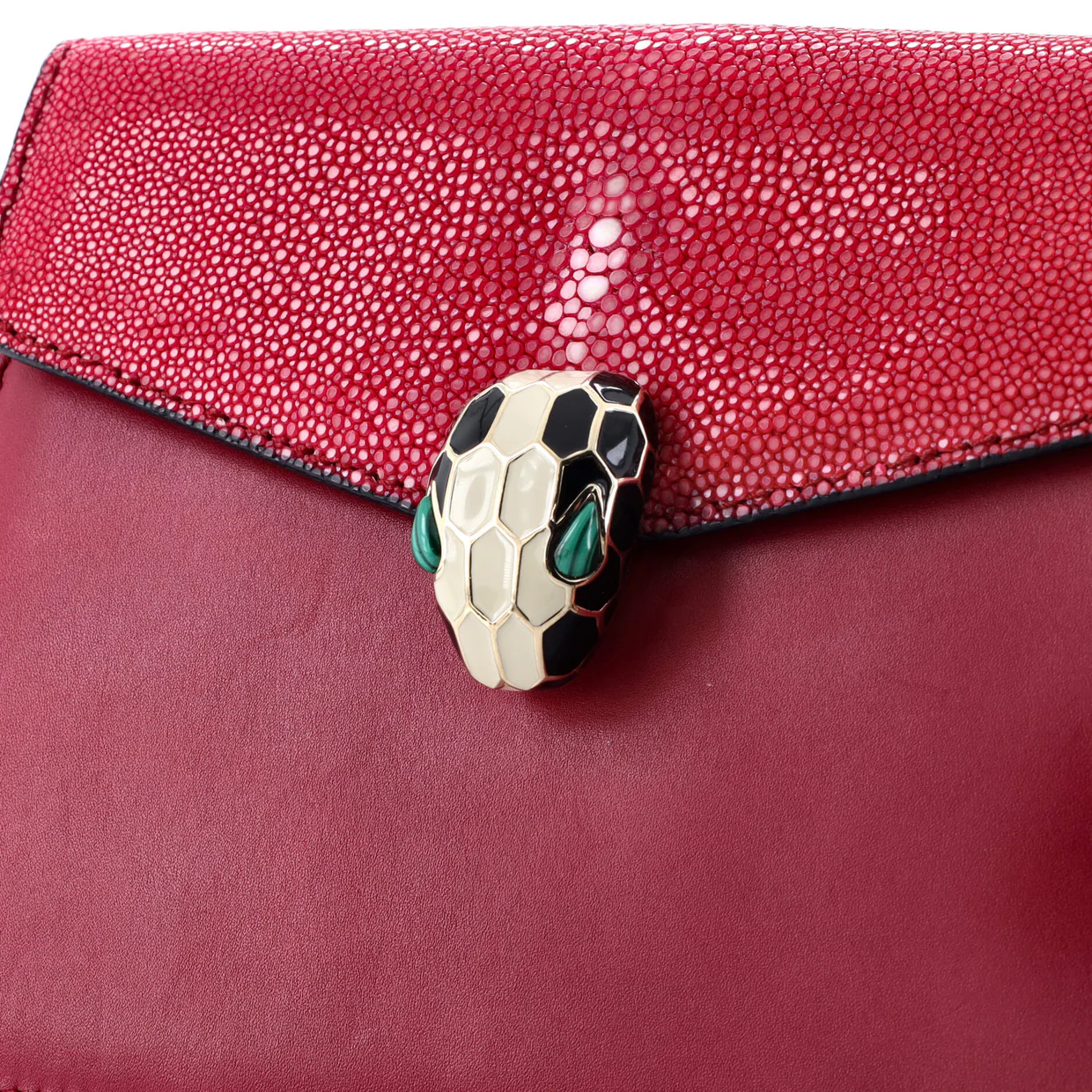 Serpenti Forever Square Shoulder Bag Leather and Stingray Small - Deep Luxury