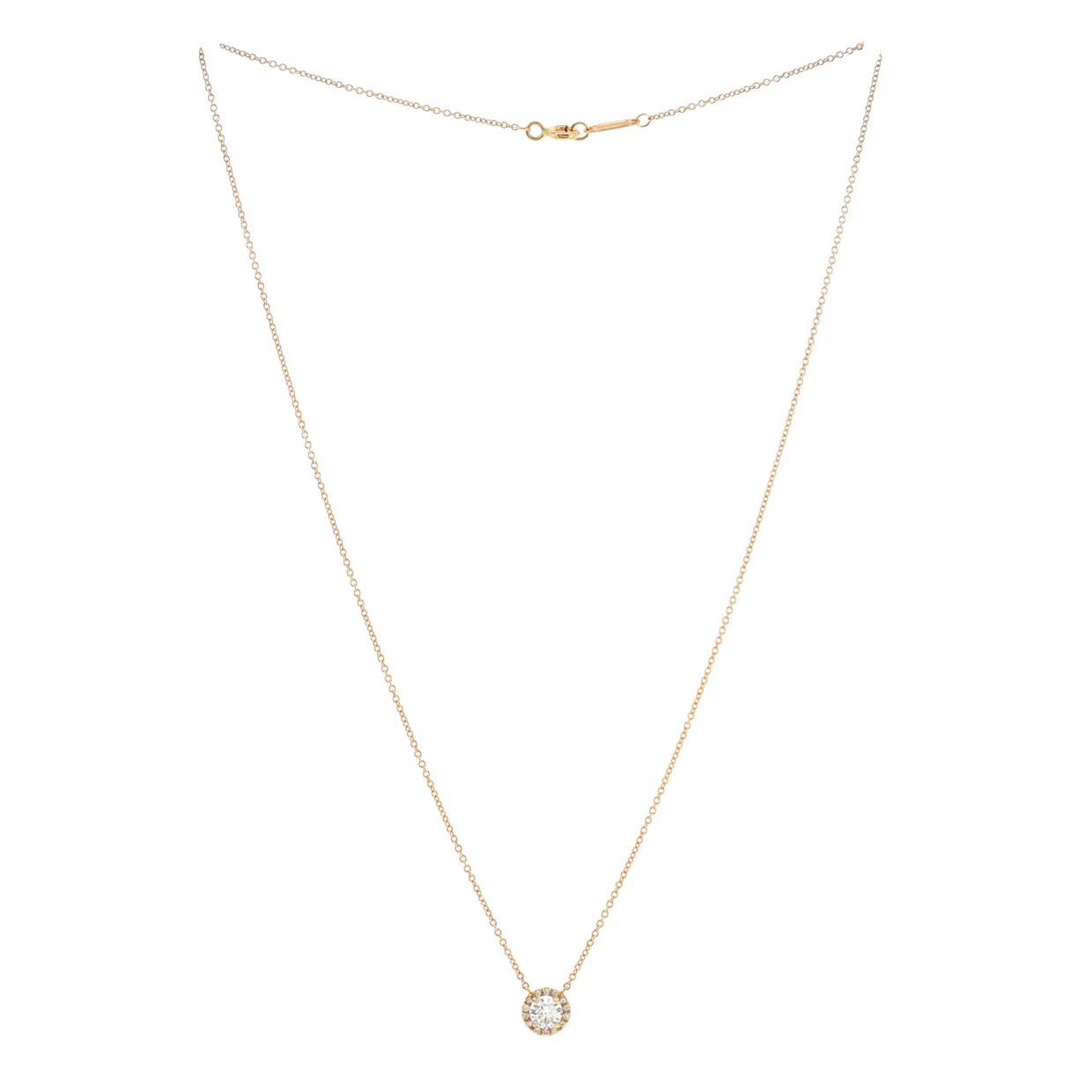Soleste Round Pendant Necklace 18K Rose Gold with RBC Diamond I/VS2 0.41CT - Deep Luxury