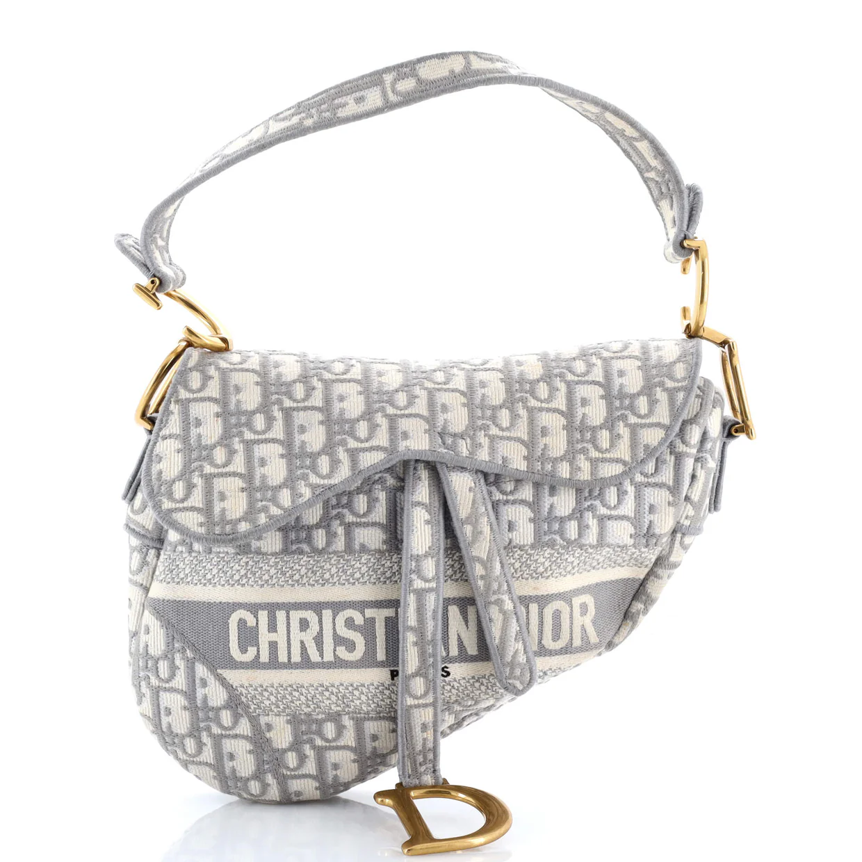 Saddle Handbag Logo Embroidered Oblique Canvas Medium - Deep Luxury