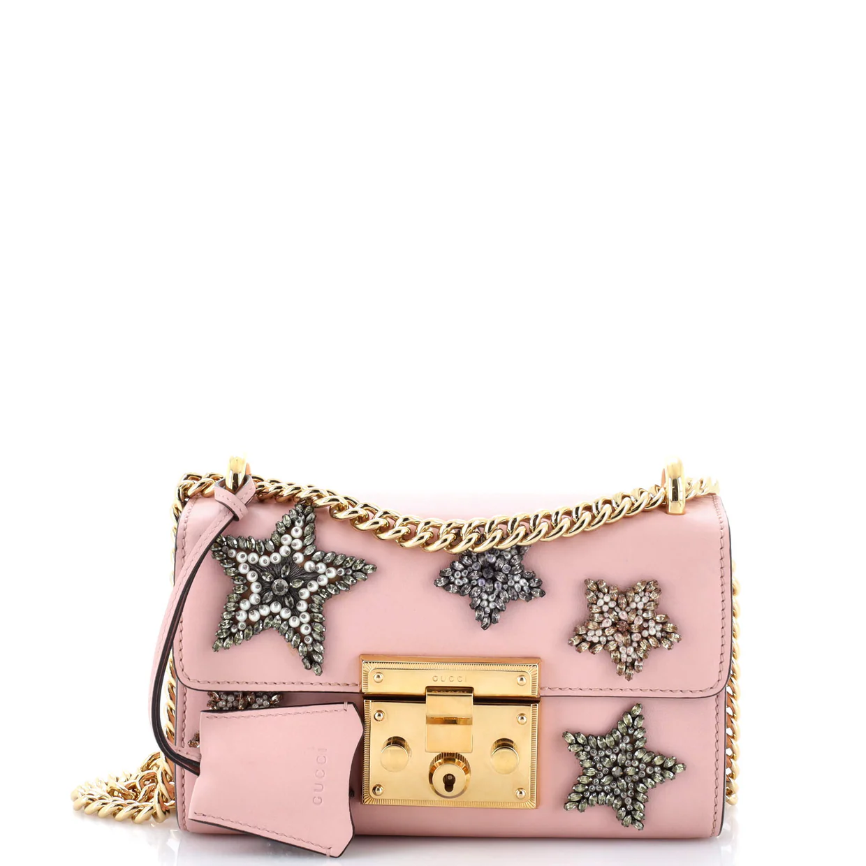 Padlock Shoulder Bag Embellished Leather Small - Deep Luxury