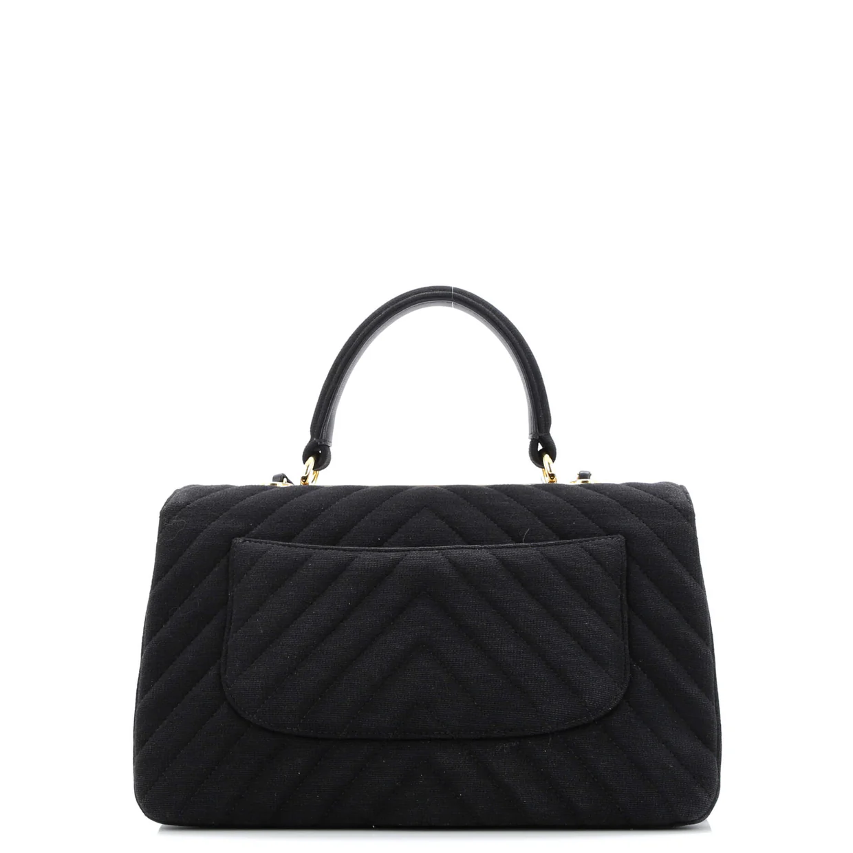 Trendy CC Top Handle Bag Chevron Jersey Medium - Deep Luxury