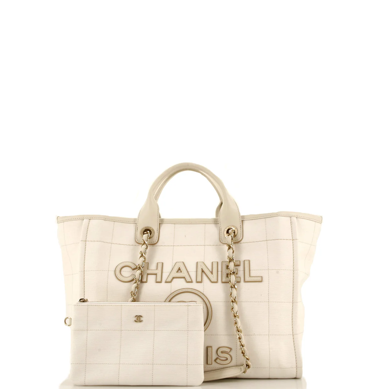 Deauville NM Tote Square Stitched Canvas Medium - Deep Luxury