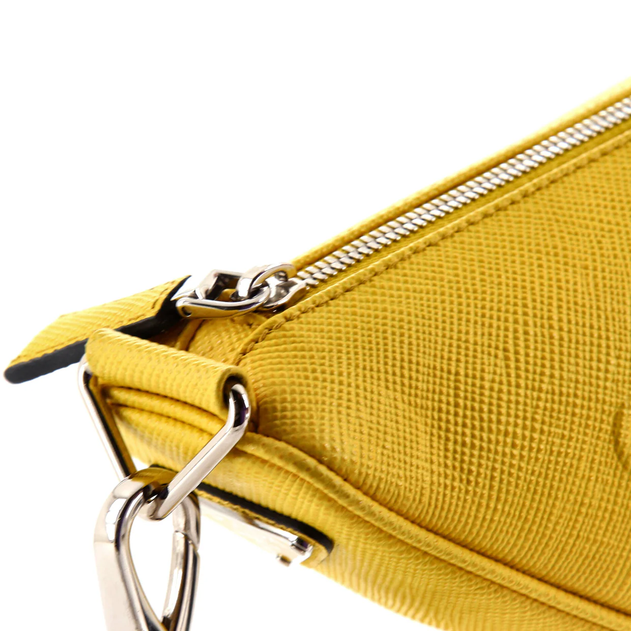 Triangle Logo Zip Crossbody Bag Saffiano Leather Small - Deep Luxury