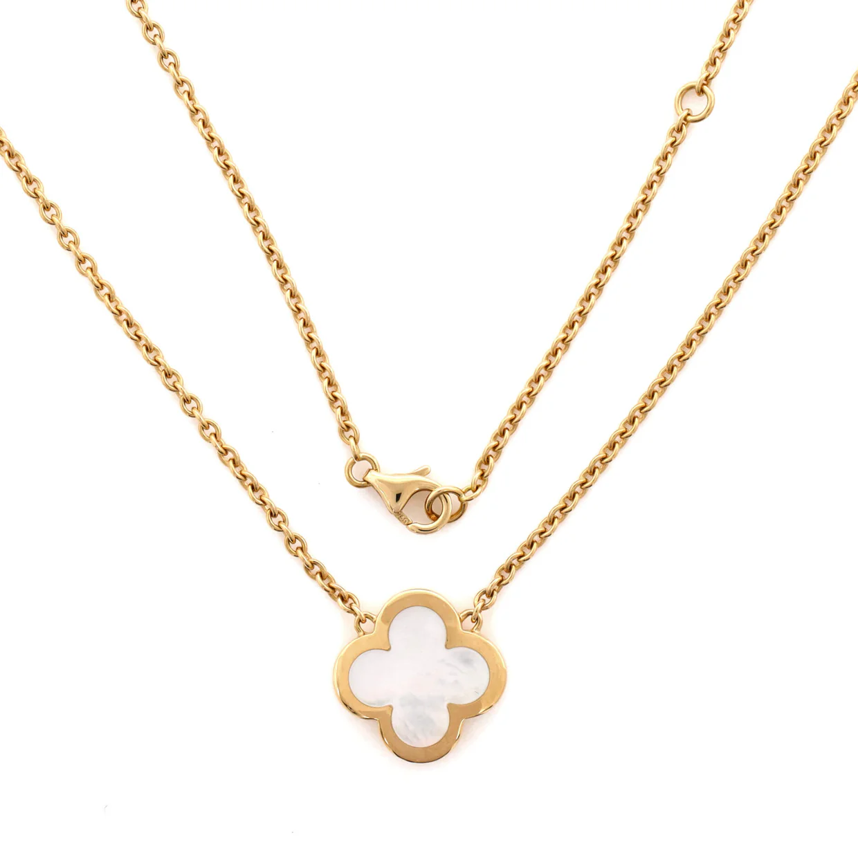 Pure Alhambra Pendant Necklace 18K Yellow Gold and Mother of Pearl - Deep Luxury