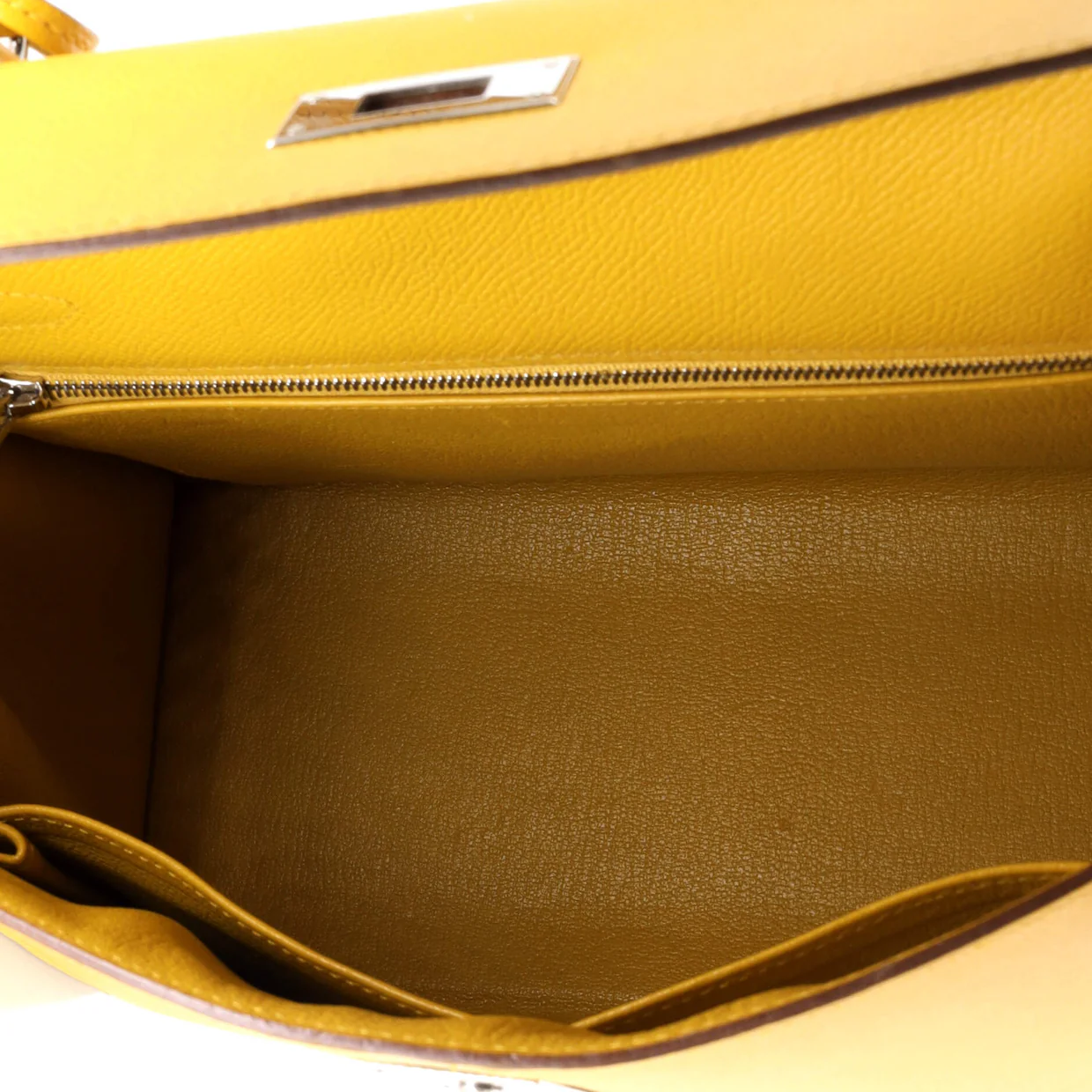 Kelly Handbag Jaune Ambre Epsom with Palladium Hardware 28 - Deep Luxury