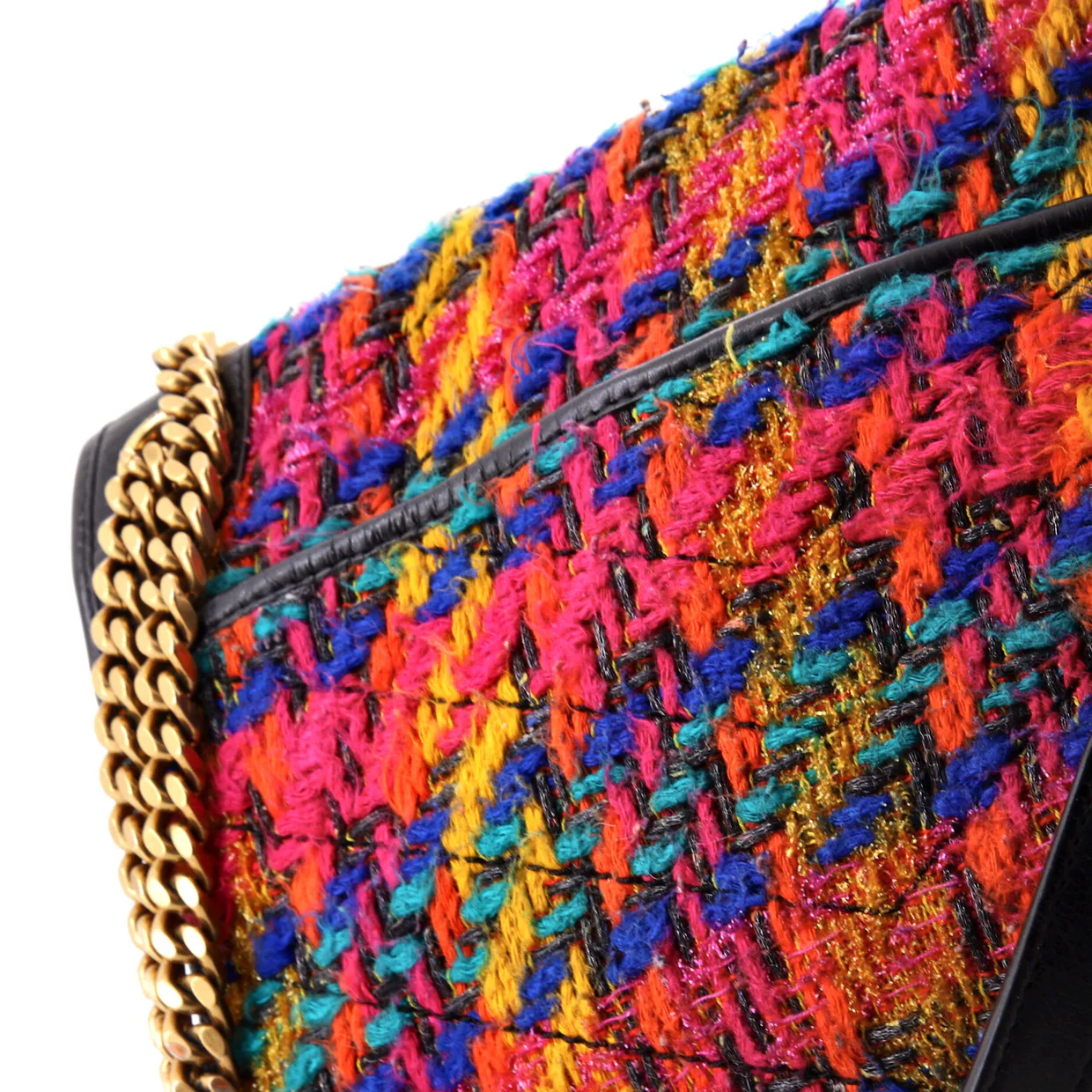 Niki Chain Flap Bag Matelasse Chevron Tweed Medium - Deep Luxury