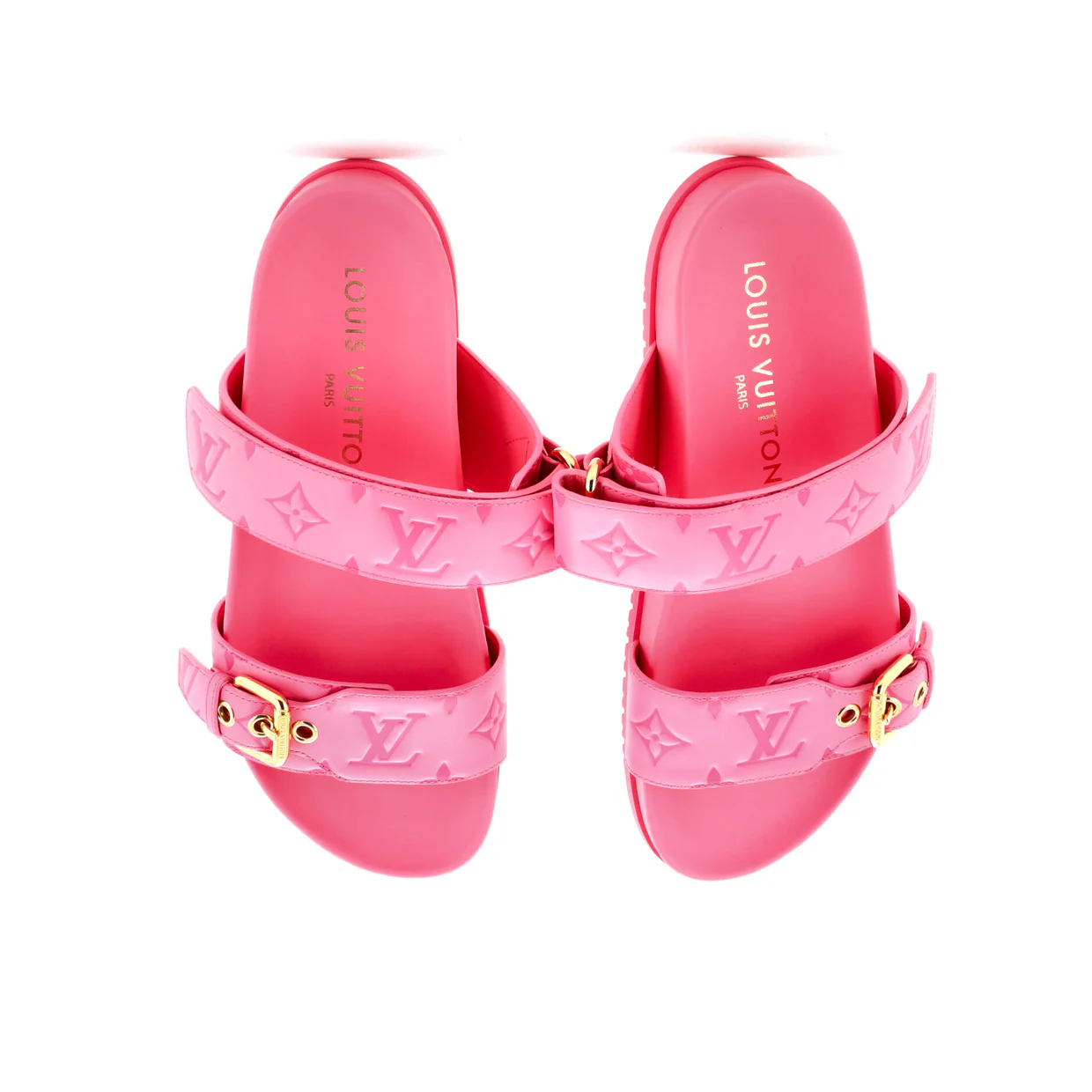 Women's Bom Dia Flat Mules Monogram Embossed Leather - Deep Luxury