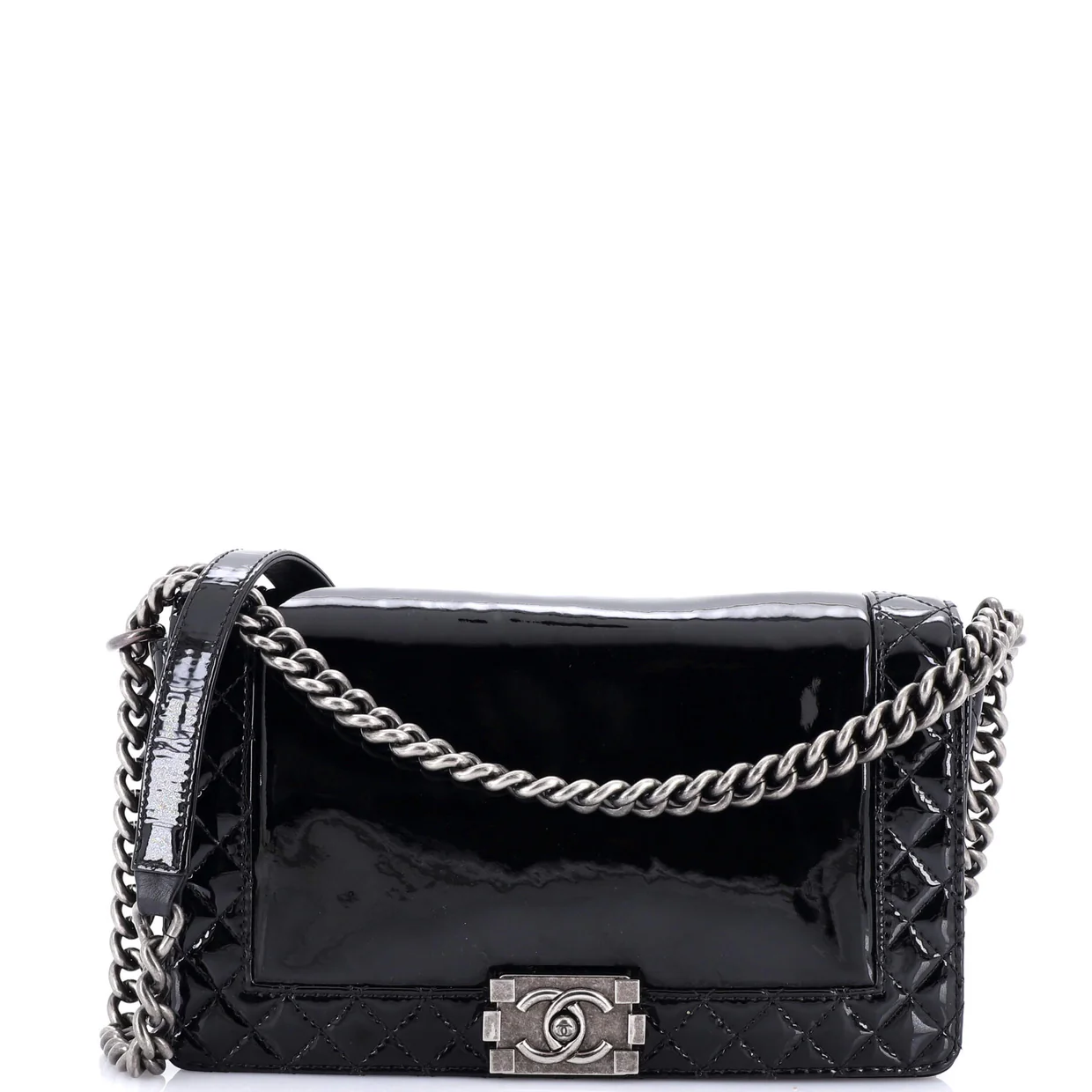 Reverso Boy Flap Bag Patent New Medium - Deep Luxury