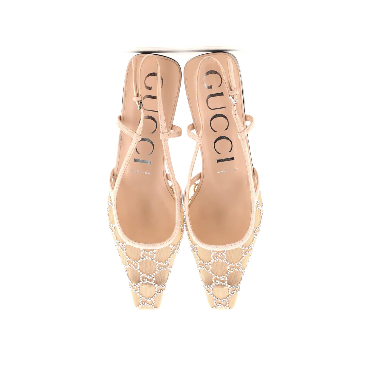 Women's Slingback Flats Crystal GG Embellished Mesh - Deep Luxury
