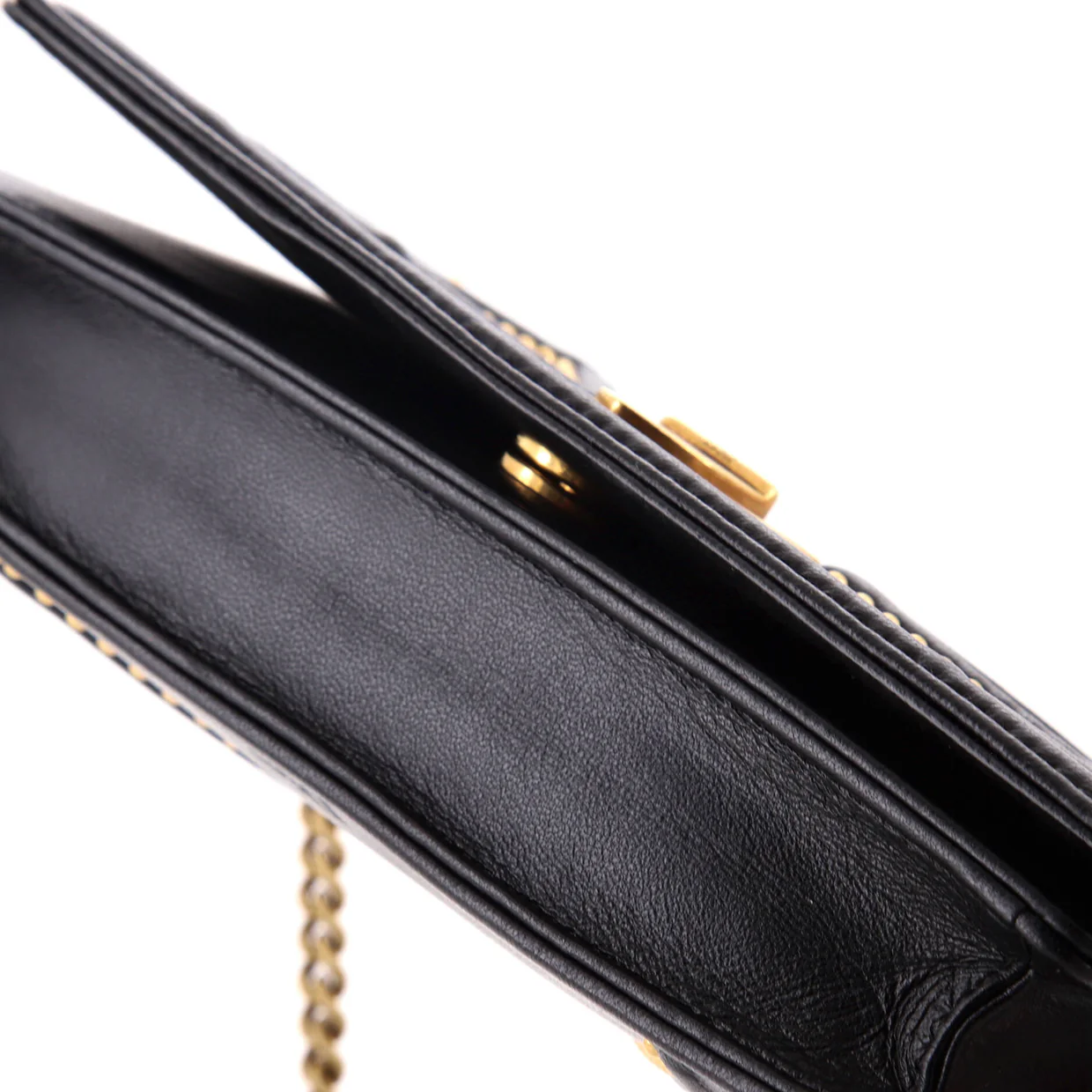 Diorama Wallet on Chain Studded Leather - Deep Luxury