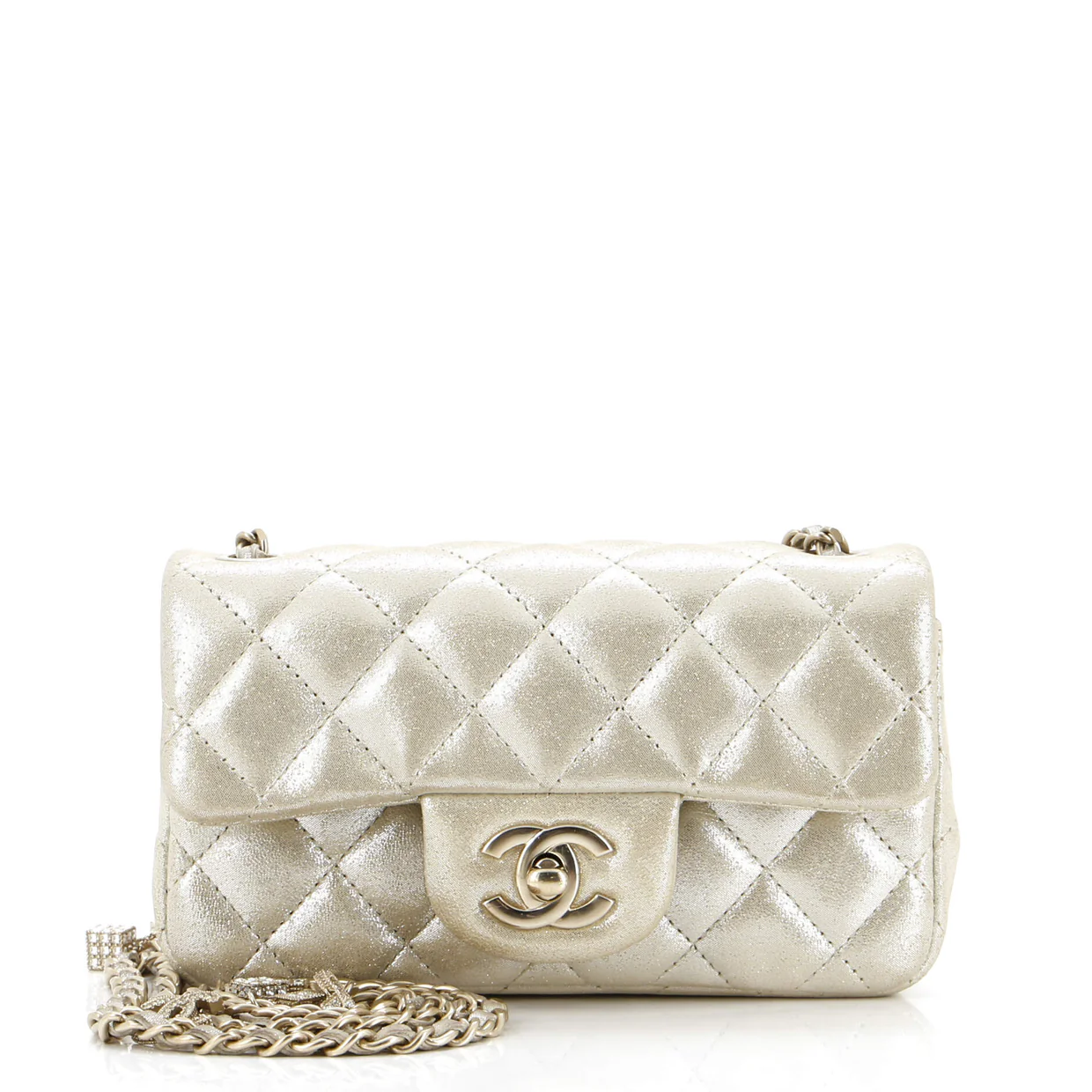 Crystal Dice Classic Single Flap Bag Quilted Iridescent Calfskin Extra Mini - Deep Luxury