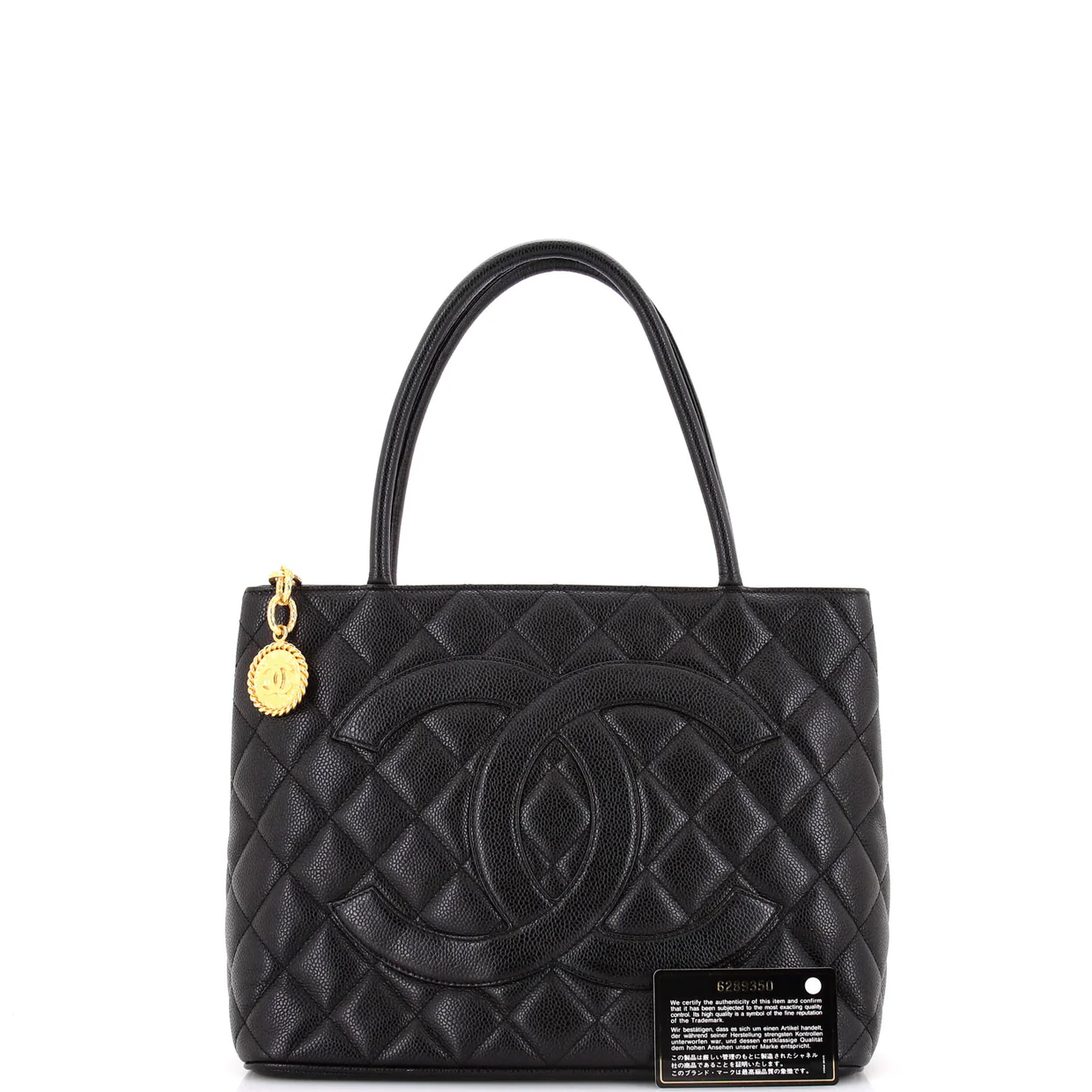 Medallion Tote Quilted Caviar - Deep Luxury
