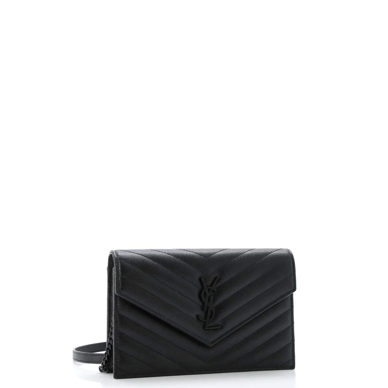 Classic Monogram Wallet on Chain Matelasse Chevron Leather Small - Deep Luxury