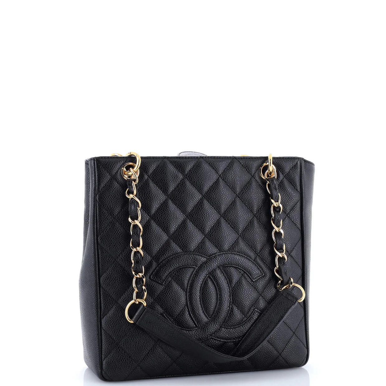 Petite Shopping Tote Quilted Caviar - Deep Luxury