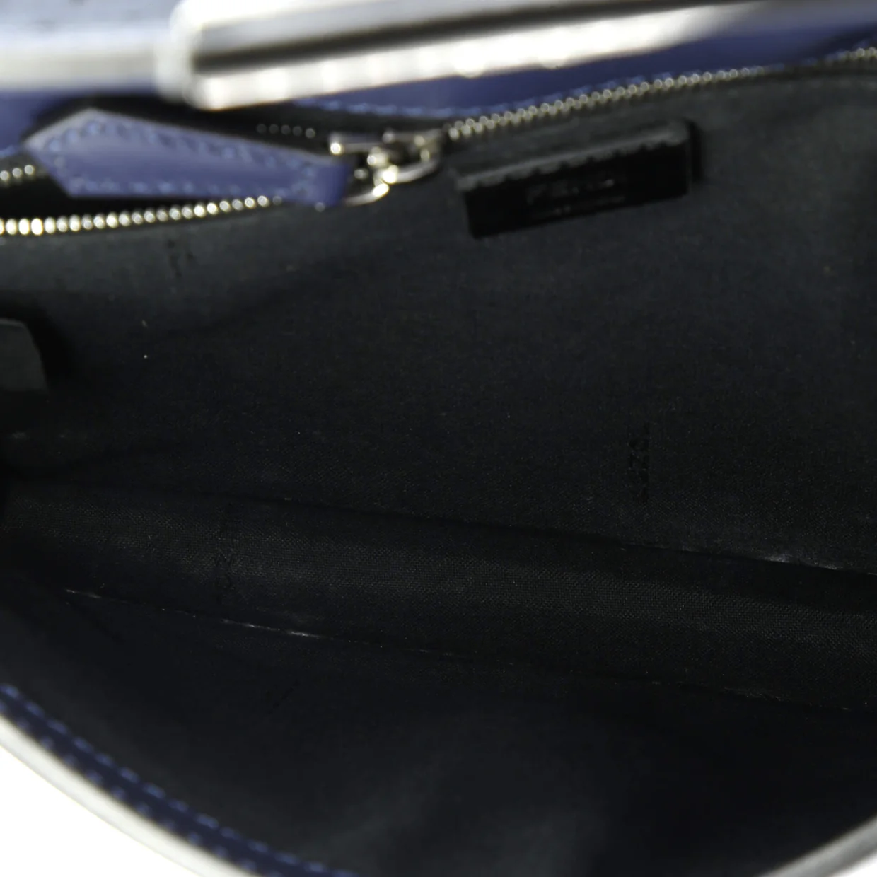 Flat Baguette Crossbody Bag Leather with Zucca Jacquard Medium - Deep Luxury