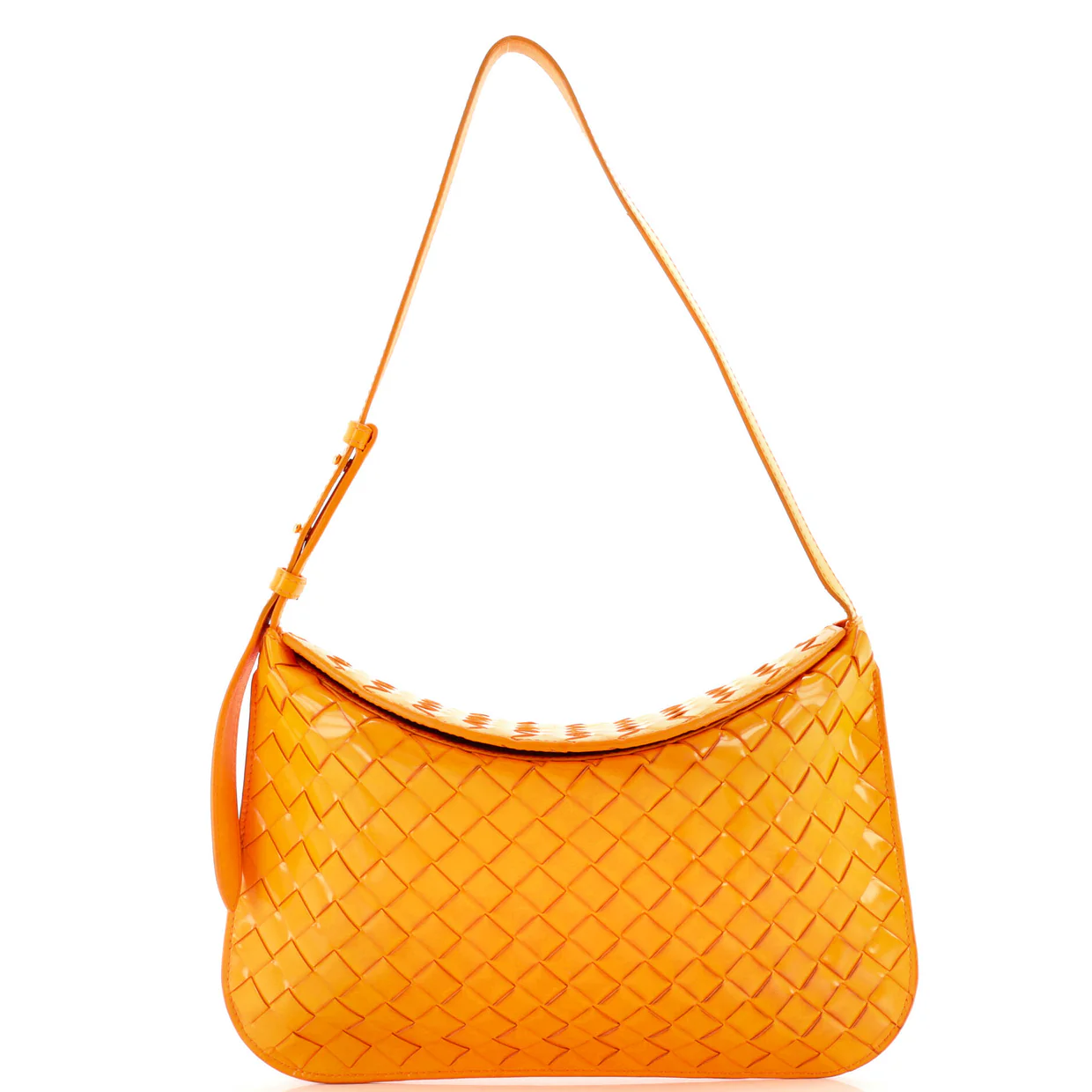 Cradle Fold Over Shoulder Bag Intrecciato Leather - Deep Luxury