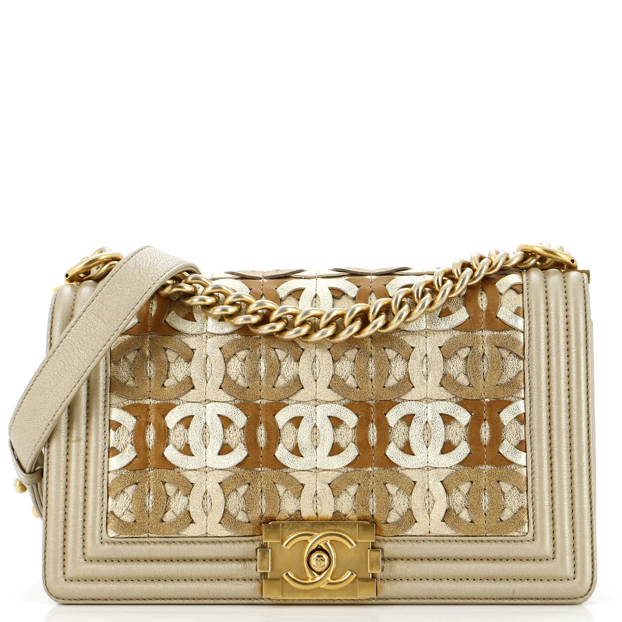 Boy Flap Bag Woven Leather Old Medium - Deep Luxury