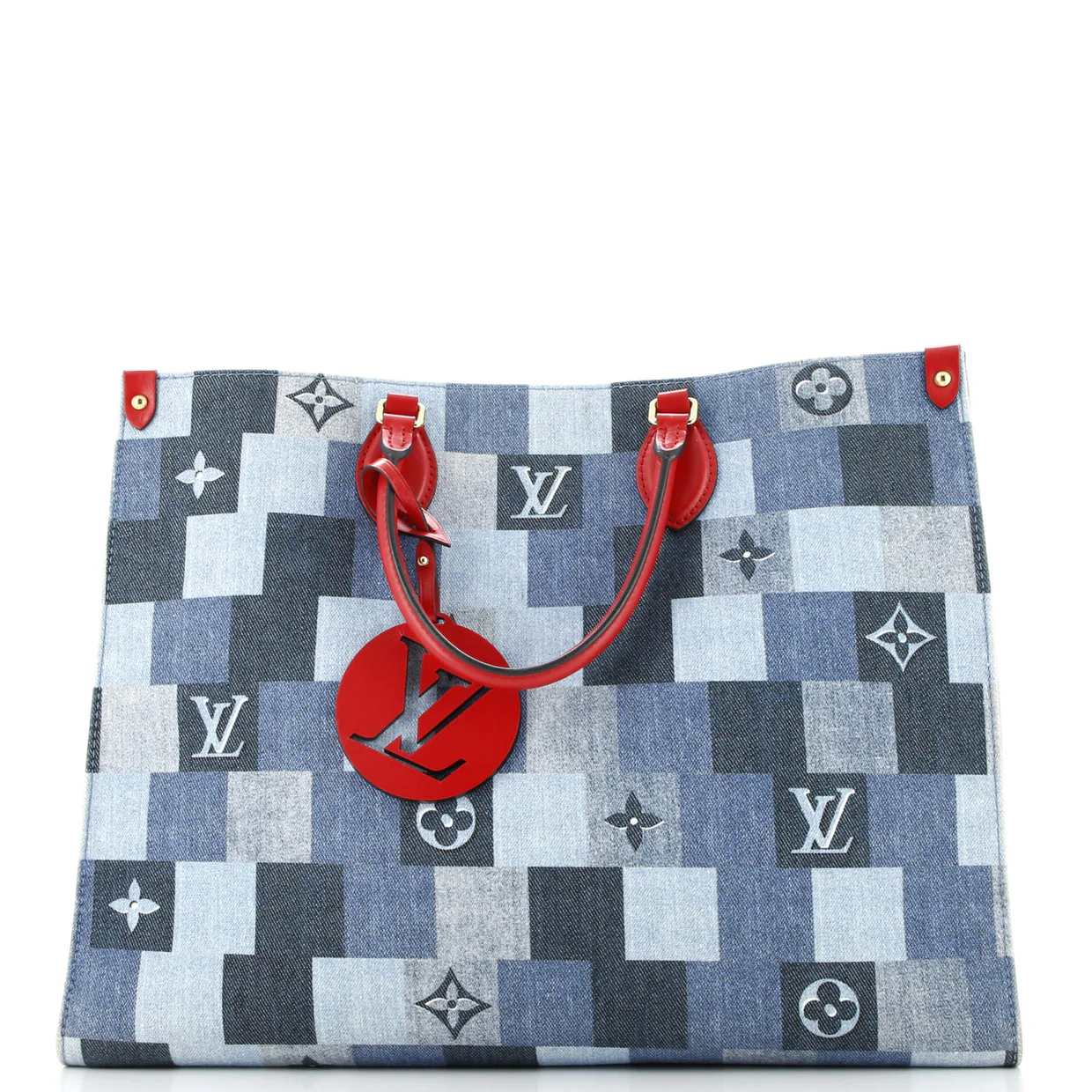 OnTheGo Tote Damier and Monogram Patchwork Denim GM - Deep Luxury