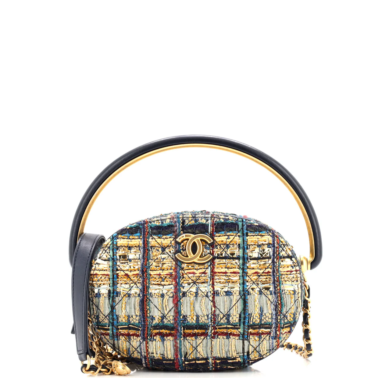 Paris-New York Oval Camera Case Quilted Tweed Small - Deep Luxury