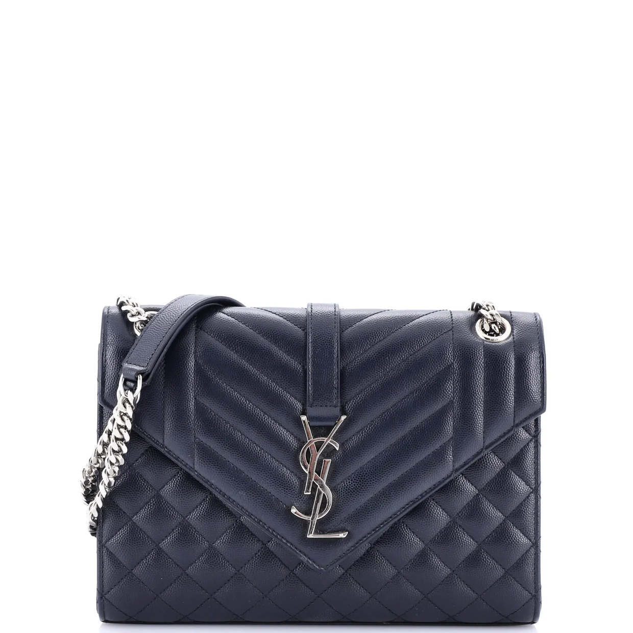 Classic Monogram Envelope Satchel Mixed Matelasse Leather Medium - Deep Luxury