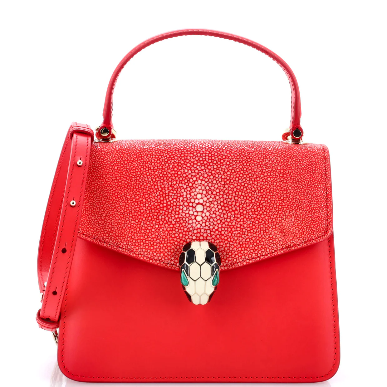 Serpenti Forever Top Handle Bag Leather and Stingray Small - Deep Luxury