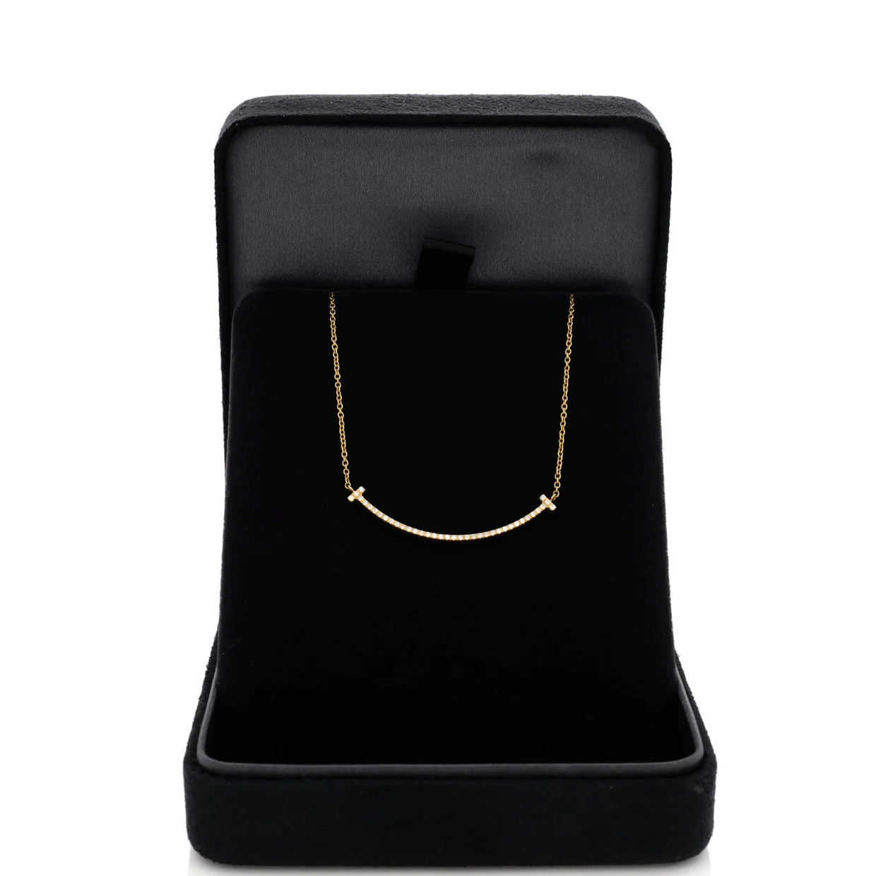 T Smile Pendant Necklace 18K Yellow Gold and Diamonds Small - Deep Luxury