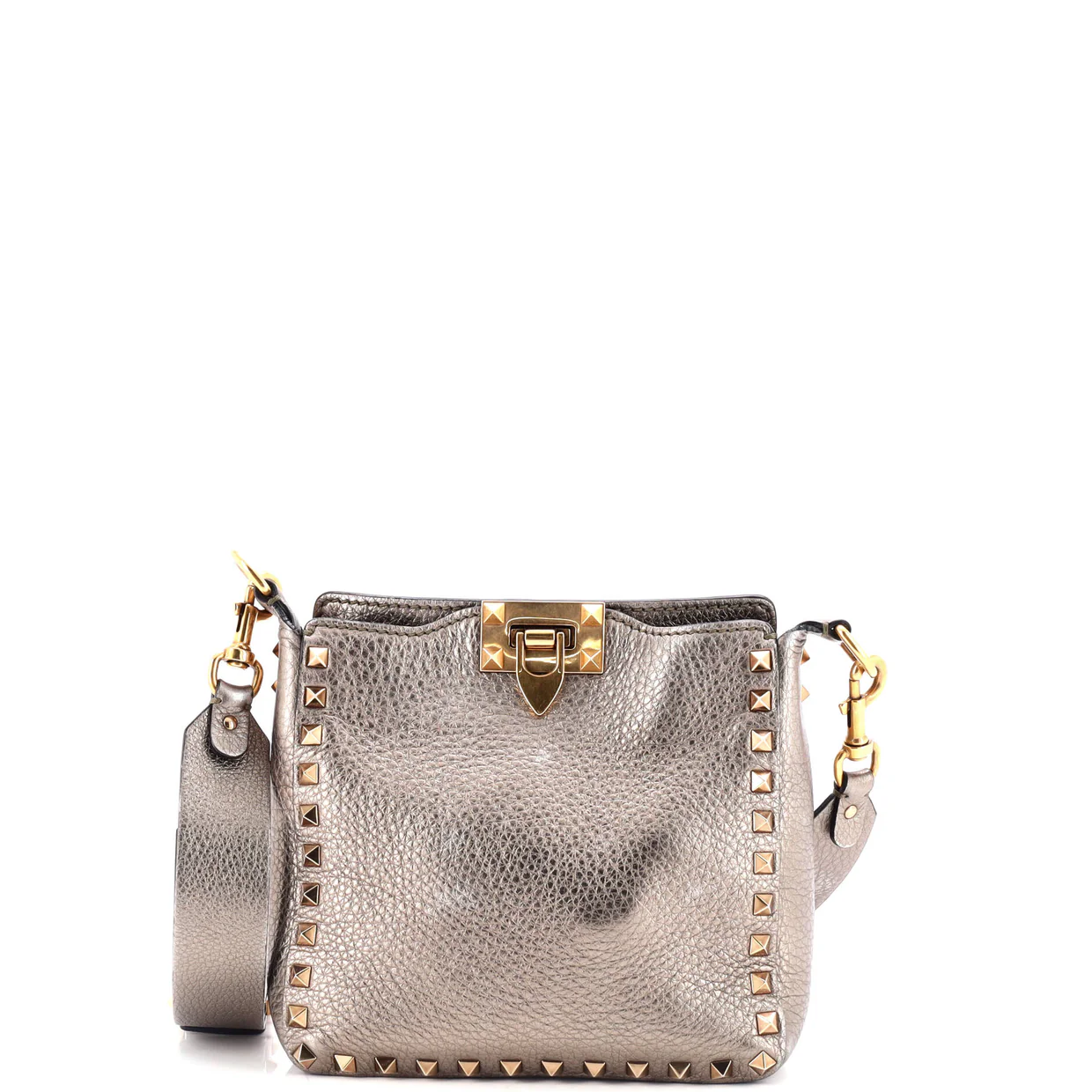 Rockstud Flip Lock Messenger Bag Leather Mini - Deep Luxury