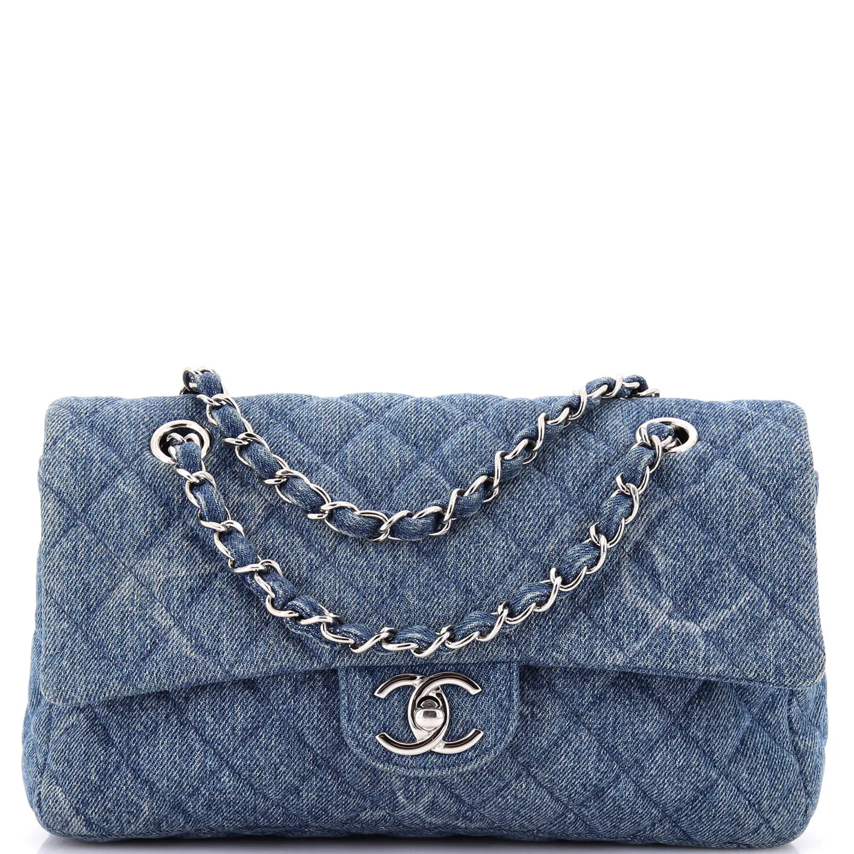 Classic Single Flap Bag Quilted CC Printed Denim Medium - Deep Luxury