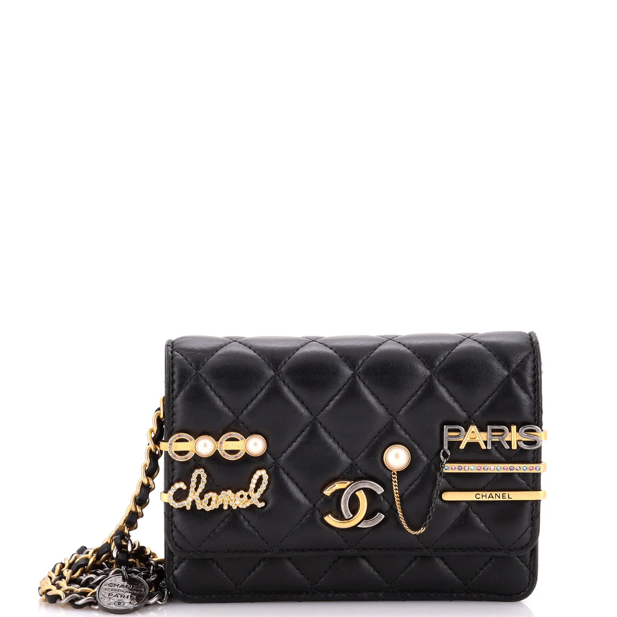 Coco Clips Wallet on Chain Embellished Quilted Lambskin Mini - Deep Luxury