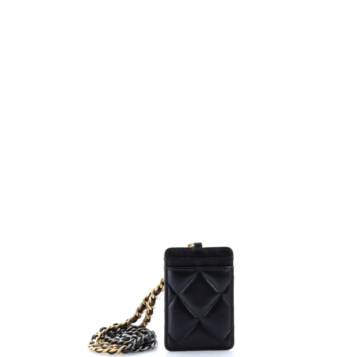 19 ID Card Holder on Chain Quilted Goatskin - Deep Luxury
