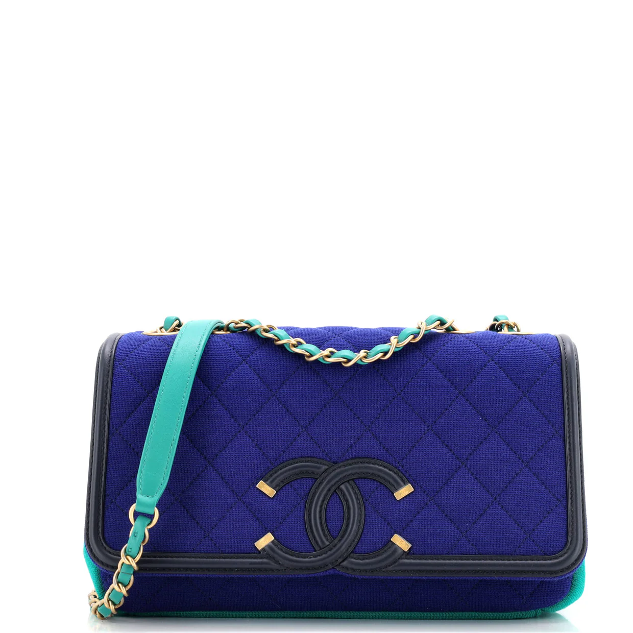 Filigree Flap Bag Quilted Jersey Medium - Deep Luxury