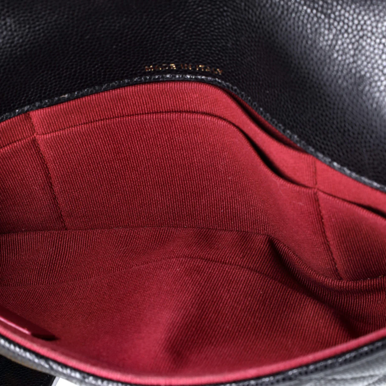 Twist Your Buttons Flap Clutch with Chain Quilted Caviar - Deep Luxury