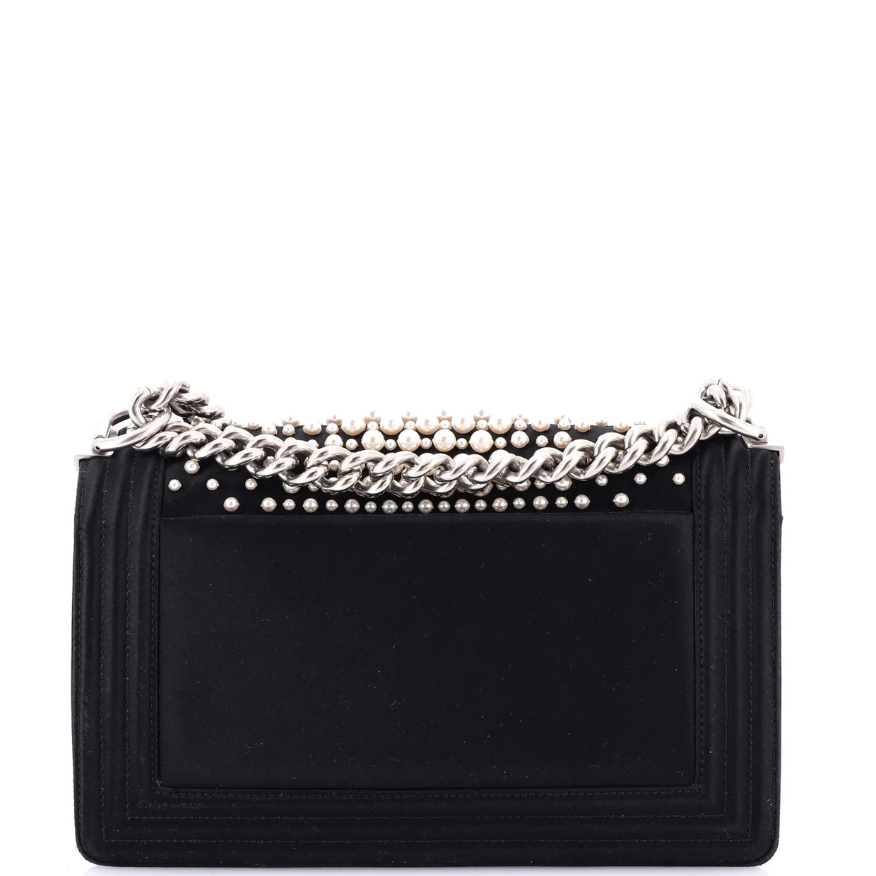 Boy Flap Bag Pearl Embellished Satin Old Medium - Deep Luxury