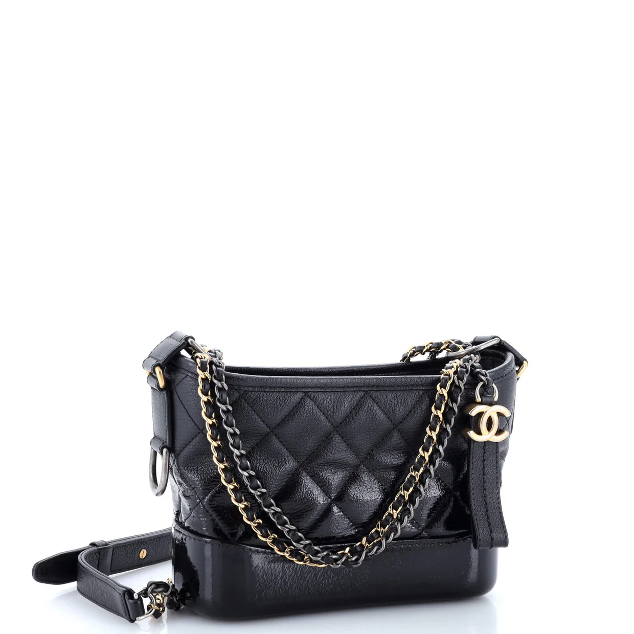 Gabrielle Hobo Quilted Goatskin and Patent Small - Deep Luxury