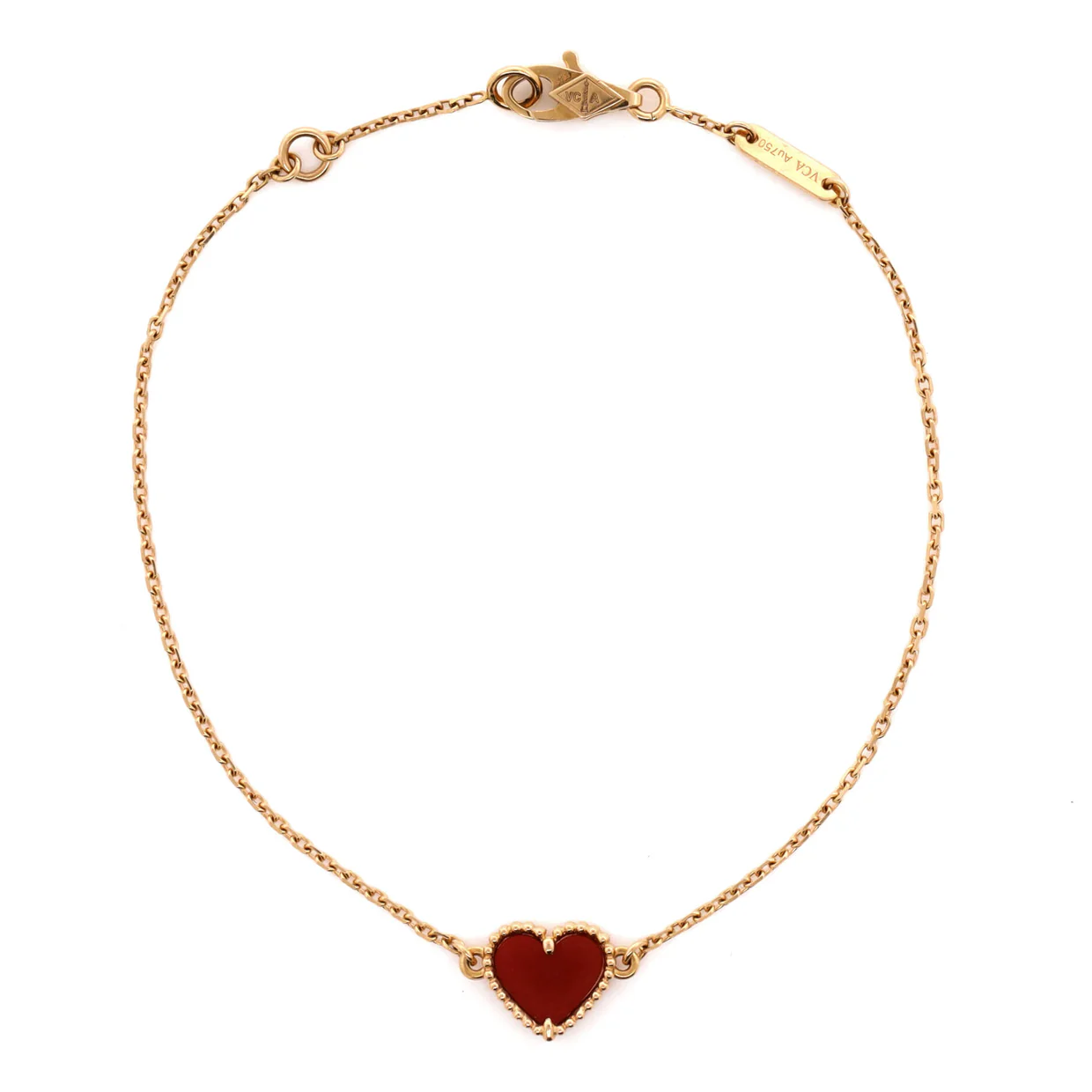 Sweet Alhambra Heart Bracelet 18K Rose Gold with Carnelian - Deep Luxury