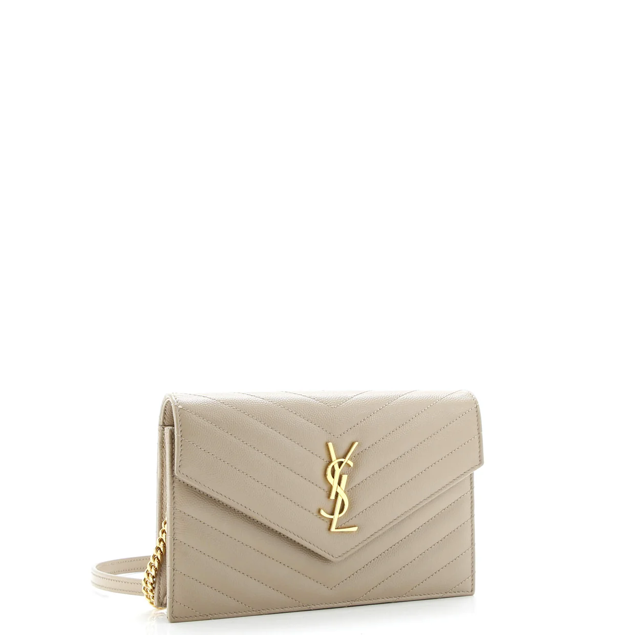 Classic Monogram Wallet on Chain Matelasse Chevron Leather Small - Deep Luxury