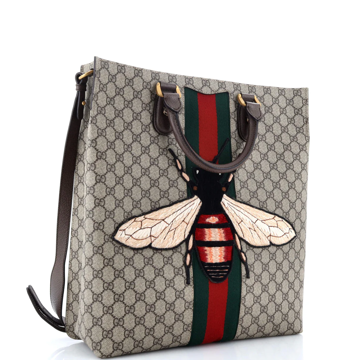 Animalier Bee Web Vertical Tote GG Coated Canvas Medium - Deep Luxury