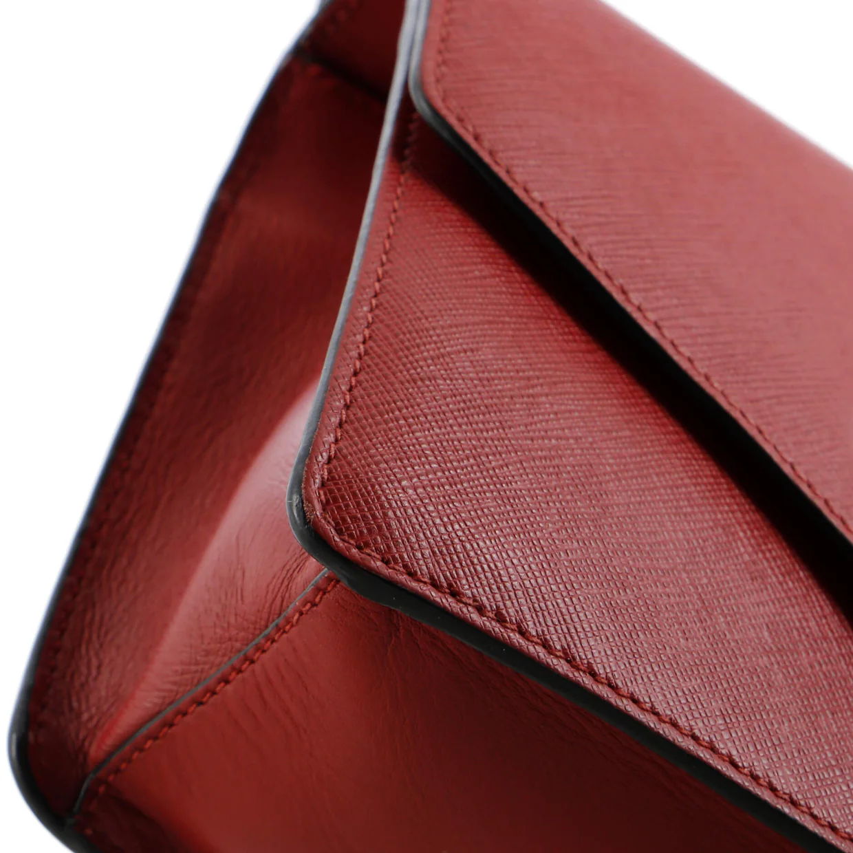 Flip Lock Chain Shoulder Bag Saffiano Leather Small - Deep Luxury